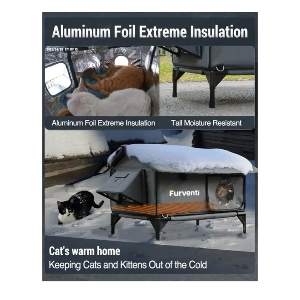 Outdoor Cat House Large Dark Grey Elevated Weatherproof Stray Barn